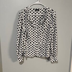 Express Black and White Polka Dot Blouse